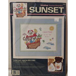 Vintage Sunset BabyHugs Land Ho Birth Record Counted Cross Stitch Kit 13632